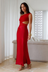 Dreamer’s Path schulterfreies Maxikleid Rot