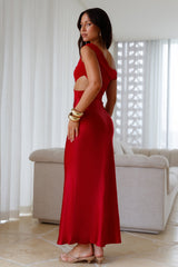 Dreamer’s Path schulterfreies Maxikleid Rot