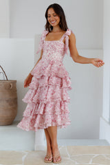 Poetry At Dawn Midikleid Rosa