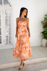 Sienna trägerloses Maxikleid Orange