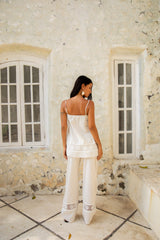 Coastal Tour Leinen-Top Beige