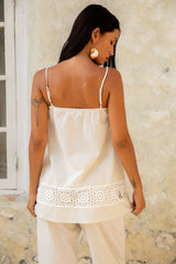 Coastal Tour Leinen-Top Beige