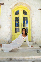 Island Girl Strick Maxikleid Weiß