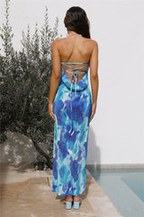 Midi-Kleid „Moonlight Bloom“ in Blau