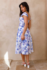 Midi-Kleid „Moon Orchids“ Blau