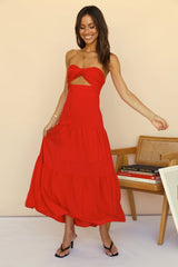 Frei fallendes Maxikleid Rot