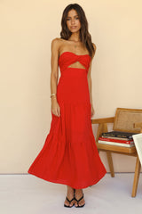 Frei fallendes Maxikleid Rot