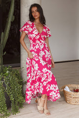 Maxikleid "Blumen pflanzen" Rosa