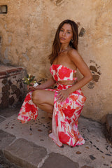 Glückseliges trägerloses Maxikleid Rot