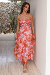 Trägerloses Maxikleid „Sunset Memories“ in Orange