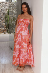 Trägerloses Maxikleid „Sunset Memories“ in Orange