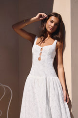Maxikleid „Romance Stitched“ Weiß