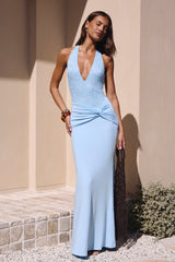 Seaside Glow Neckholder Maxikleid Blau