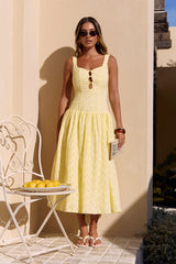 Romance Stitched Maxikleid Zitrone