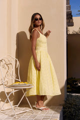 Romance Stitched Maxikleid Zitrone