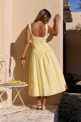Romance Stitched Maxikleid Zitrone