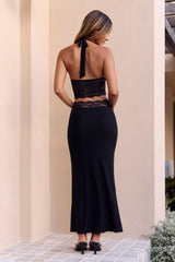 Auffälliges Gaze-Halterneck-Crop-Top in Schwarz