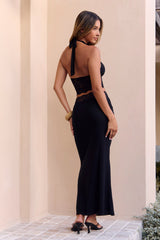 Auffälliges Gaze-Halterneck-Crop-Top in Schwarz