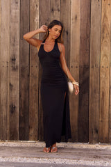 Mitternachtsgeflüster Neckholder Maxikleid Schwarz