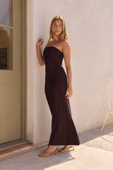 Heart For You One Shoulder Mesh Maxikleid Braun