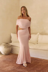 Gracious Glow schulterfreies Maxikleid Rosa