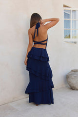 Maxikleid mit Neckholder "Path Of Fate" in Marineblau