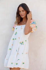 Minikleid Blütenmeer Weiß