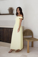 Days Of The Sun schulterfreies Maxikleid Gelb