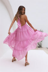 Frühlingssonnenuntergang Maxikleid Pink