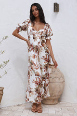 Verspieltes Herz Maxi-Kleid Braun
