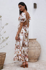 Verspieltes Herz Maxi-Kleid Braun