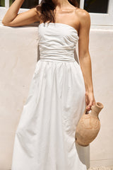 Deep Breaths Strapless Maxi Dress White