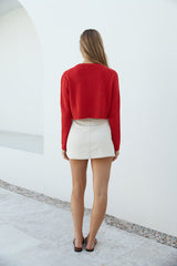Vesper Langarm-Stricktop Rot