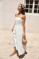 Deep Breaths Strapless Maxi Dress White