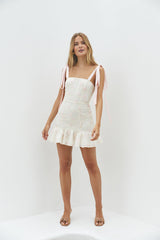 Blossom Embellish Minikleid Creme