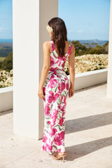 Garten-Tour Satin-Maxikleid Rosa