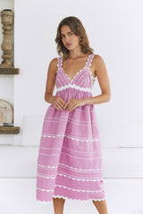 Sommer-Soirée-Midikleid Pink
