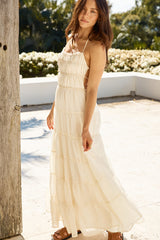 Maxikleid Renaissance Kunst Creme