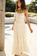 Maxikleid Renaissance Kunst Creme