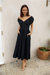 Upon A Dream Midi Dress Black