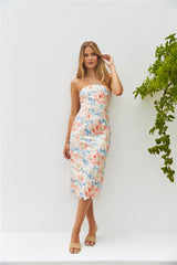 Island Dreams Trägerloses Midikleid Pfirsich