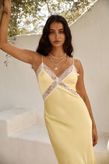 Secret Admirer Satin Maxikleid Gelb
