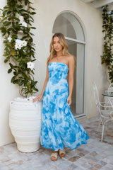 Sienna Trägerloses Maxikleid Blau