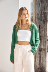 Cardigan aus weichem Wollmix in Grün