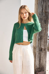 Cardigan aus weichem Wollmix in Grün