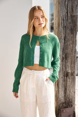Cardigan aus weichem Wollmix in Grün