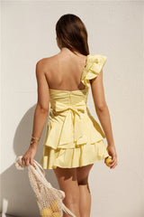 Gerüschtes Mini-Kleid Gelb
