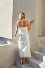 Freigeistiges Halter-Maxikleid Weiß