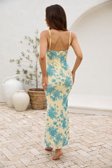Provence Petals Mesh Maxi Dress Yellow