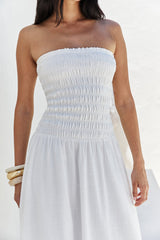 Blossom Bay Strapless Maxi Dress White